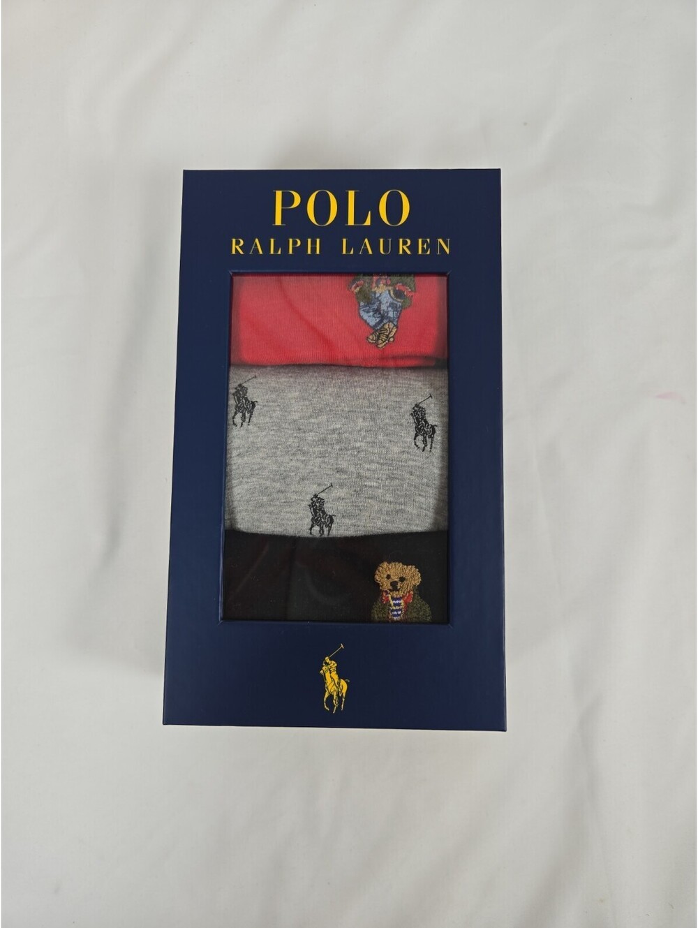 Polo Ralph Lauren Boxer Briefs Men Sz XL Bear Red/Gray/Black Holiday (3-Pack)